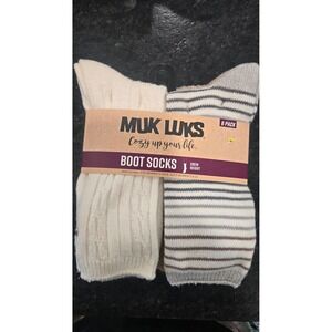 New Muk Luks Women 6 Pack Boot Socks Crew Height Fluffy Dream Yarn